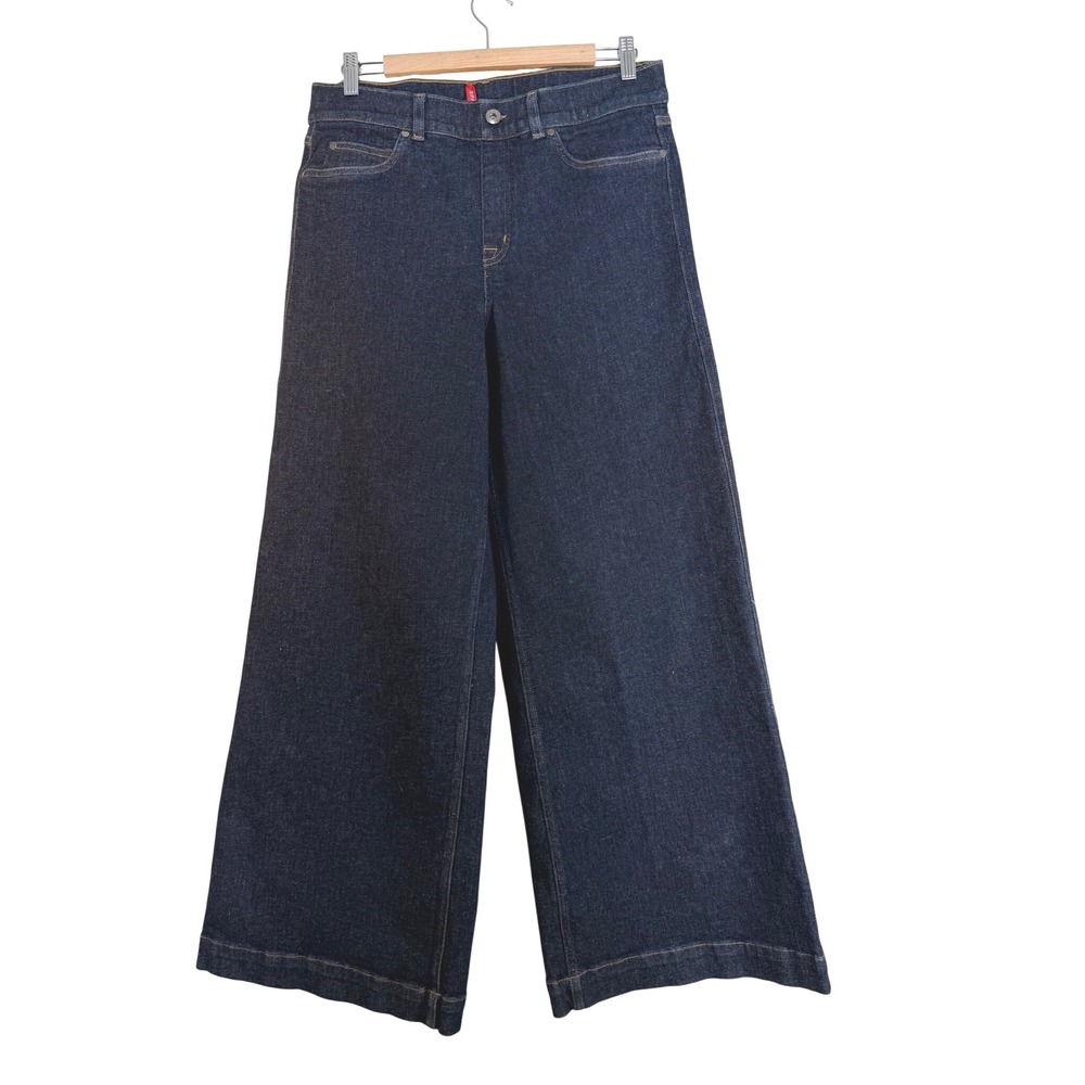 Spanx Wide Leg Everywhere Denim‎ Jeans Raw Indigo Dark Wash High Rise Petite XL